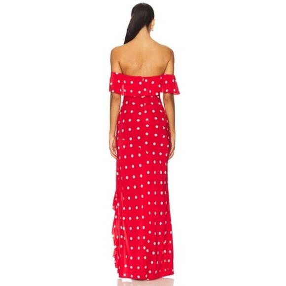Majorelle Deanna Cherry Red Polka Dot Ruffle Girly Resort Party Gown NWT S - Picture 4 of 8
